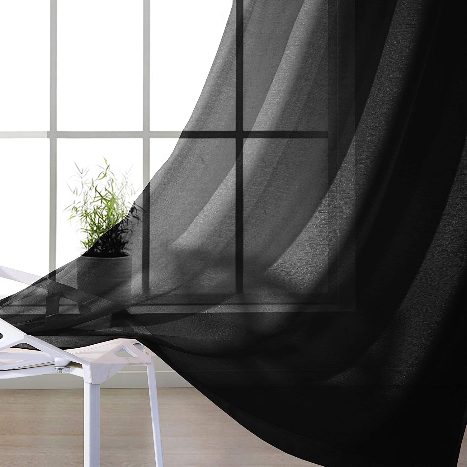 Dainty Home Malibu Solid Airy & Breathable Semi-Sheer Light Filtering Extra Wide Grommet Panel Pair