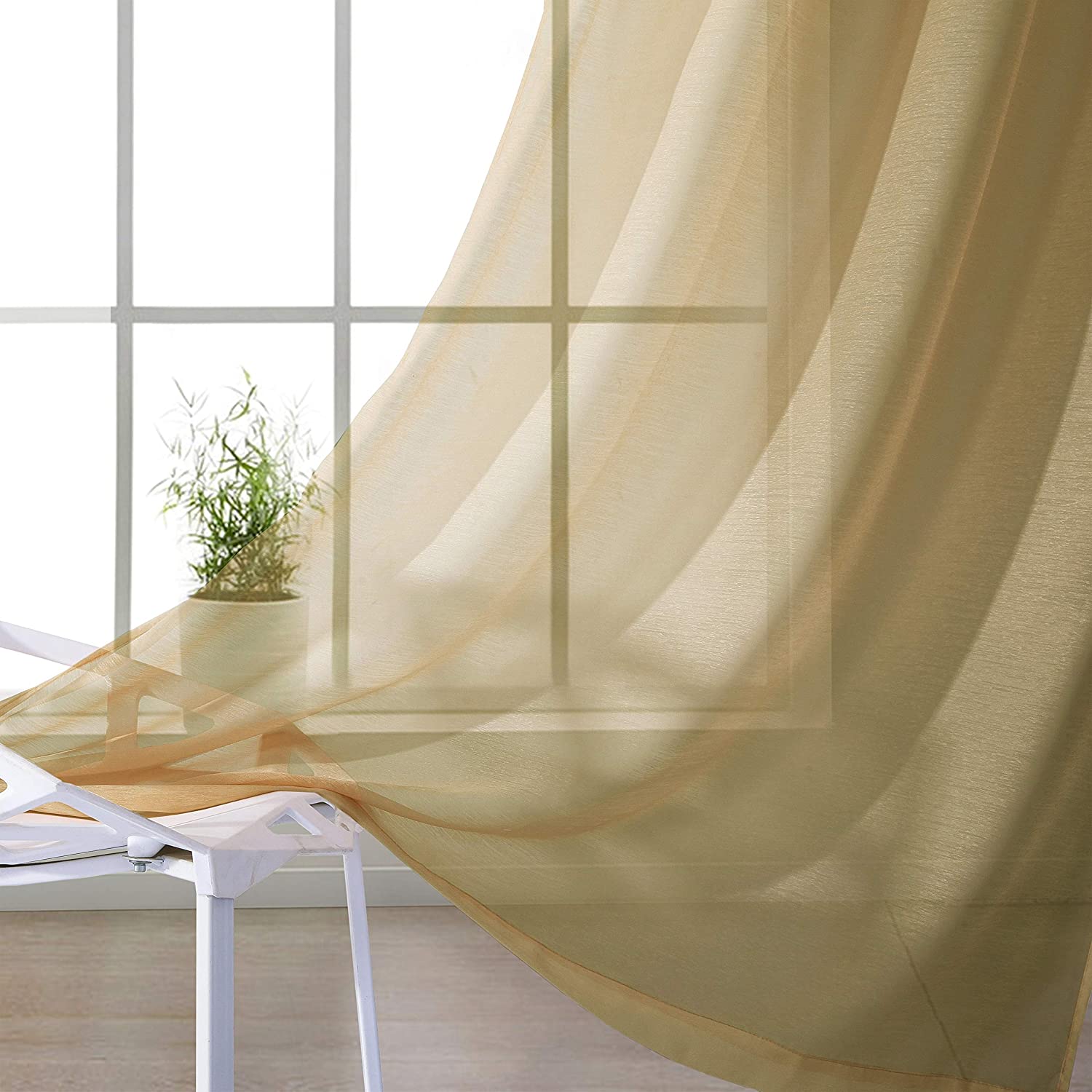 Dainty Home Malibu Solid Airy & Breathable Semi-Sheer Light Filtering Extra Wide Grommet Panel Pair