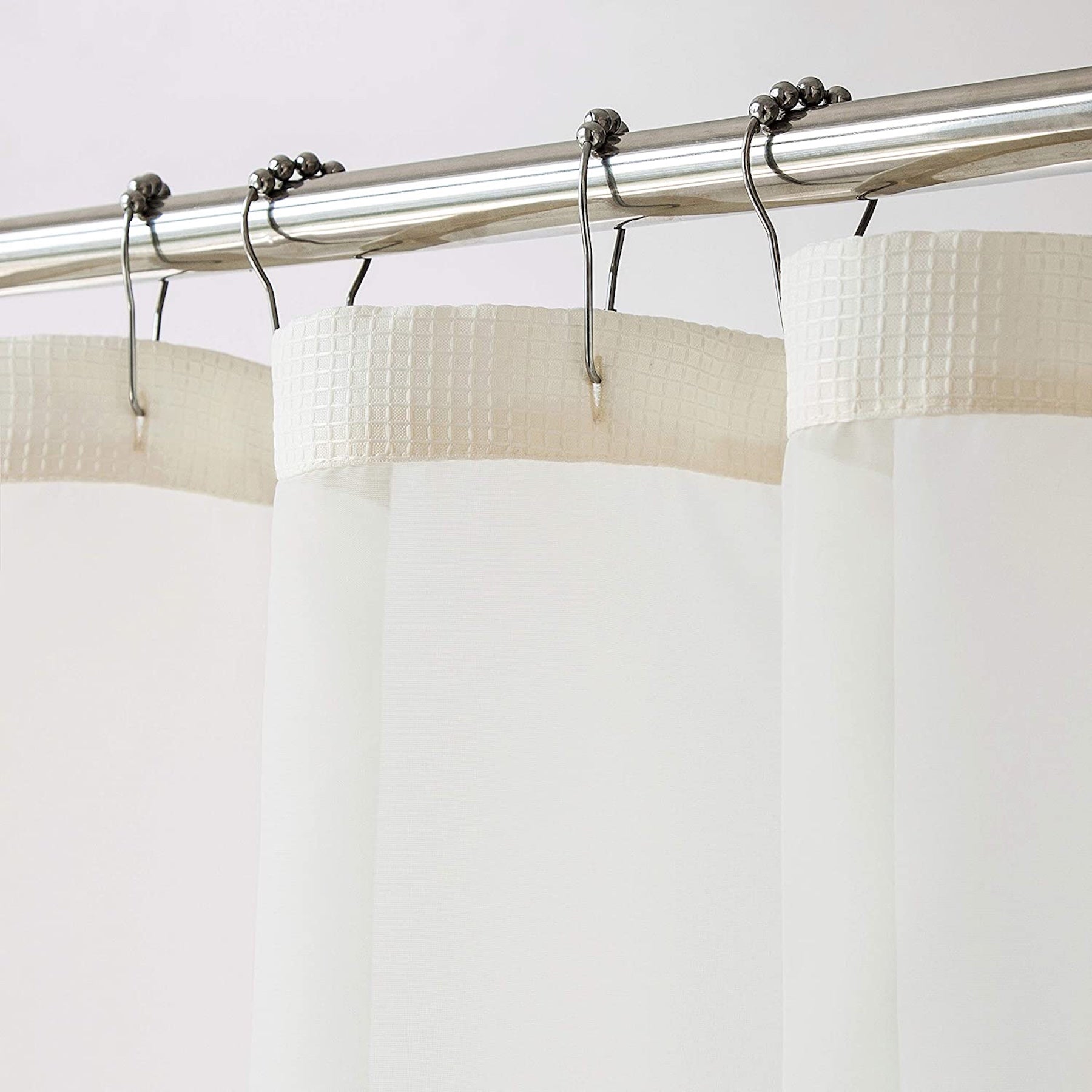 Dainty Home Complete 2 in 1 Waffle Weave Hotel Spa Style Fabric Shower Curtain Snap On/Off Waterproof Detachable Liner Set