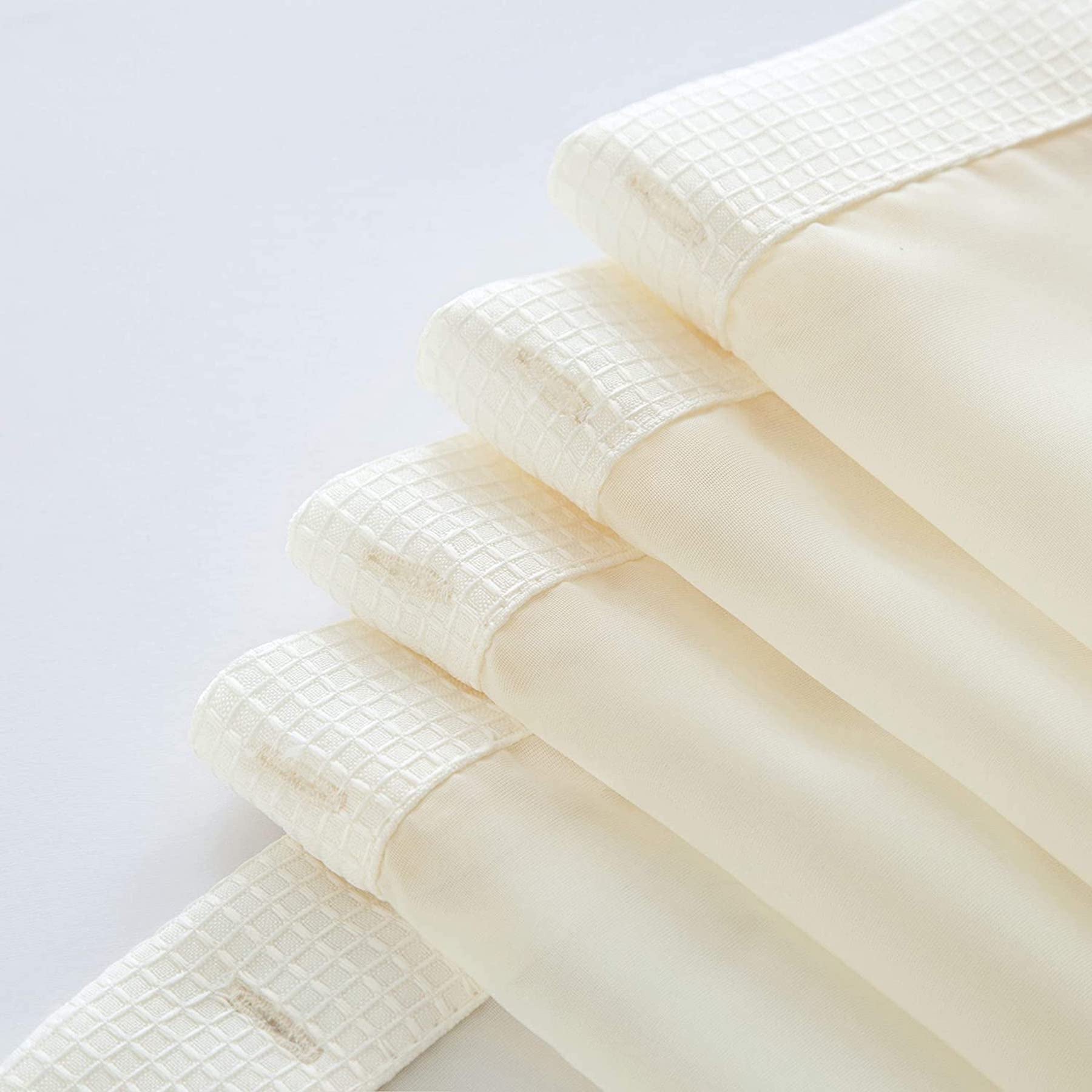 Dainty Home Complete 2 in 1 Waffle Weave Hotel Spa Style Fabric Shower Curtain Snap On/Off Waterproof Detachable Liner Set