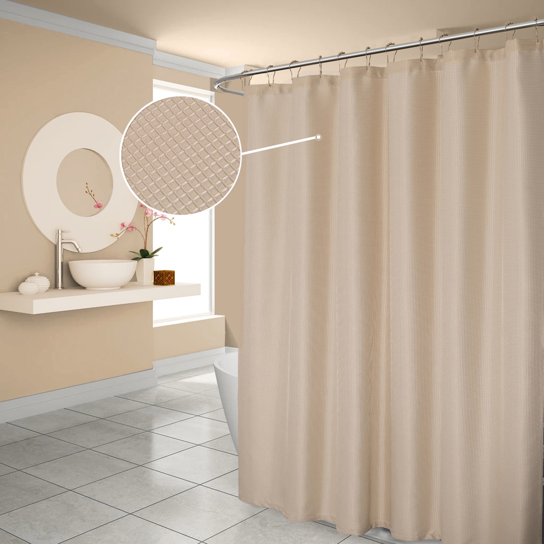 Dainty Home Hotel Collection Waffle Heavy Duty Fabric Waffle Weave Hotel Quality Shower Curtain