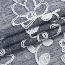 Load image into Gallery viewer, Dainty Home Rita Linen Look Boho Solid Fabric With 3D Floral Chenille Embroidery Light Filtering Grommet Panel Pair
