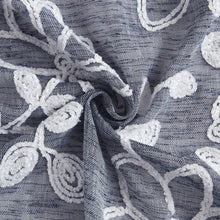 Load image into Gallery viewer, Dainty Home Rita Linen Look Boho Solid Fabric With 3D Floral Chenille Embroidery Light Filtering Grommet Panel Pair
