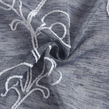 Load image into Gallery viewer, Dainty Home Stella Linen Look Boho Solid Fabric With 3D Floral Chenille Embroidery Light Filtering Grommet Panel Pair
