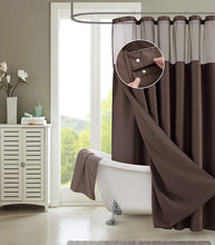 Load image into Gallery viewer, Dainty Home Complete 2 in 1 Waffle Weave Hotel Spa Style Fabric Shower Curtain Snap On/Off Waterproof Detachable Liner Set
