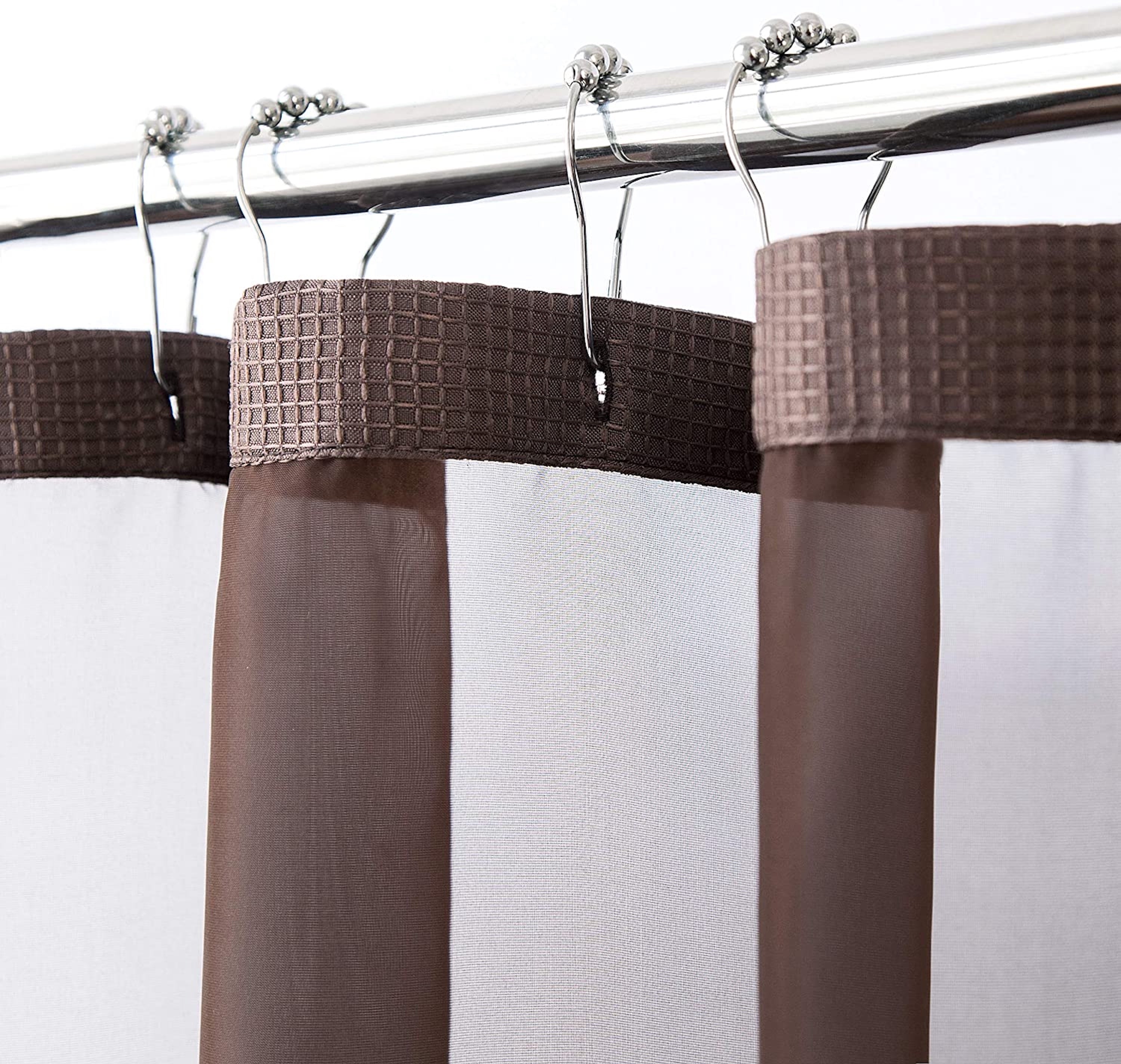 Dainty Home Complete 2 in 1 Waffle Weave Hotel Spa Style Fabric Shower Curtain Snap On/Off Waterproof Detachable Liner Set