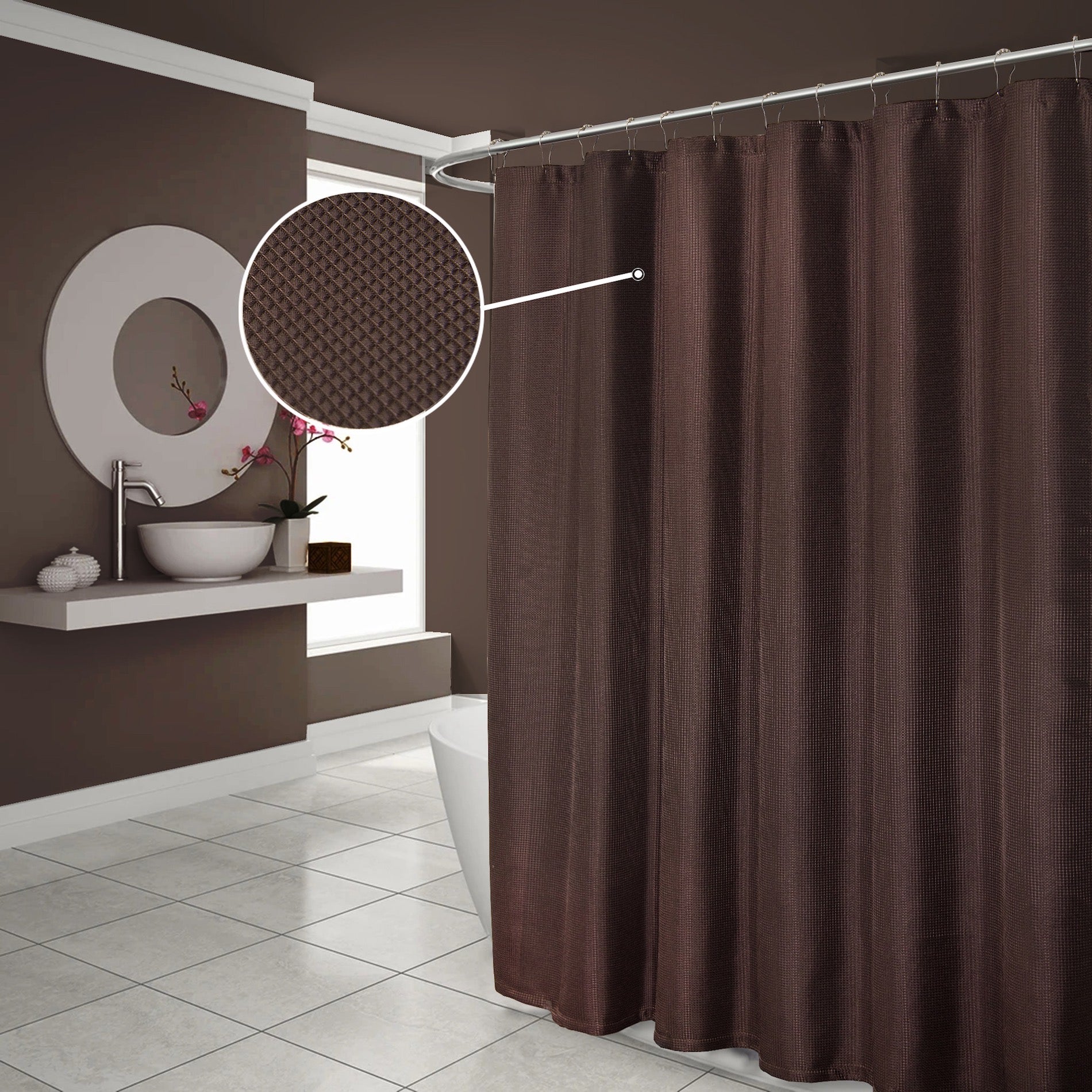 Dainty Home Hotel Collection Waffle Heavy Duty Fabric Waffle Weave Hotel Quality Shower Curtain