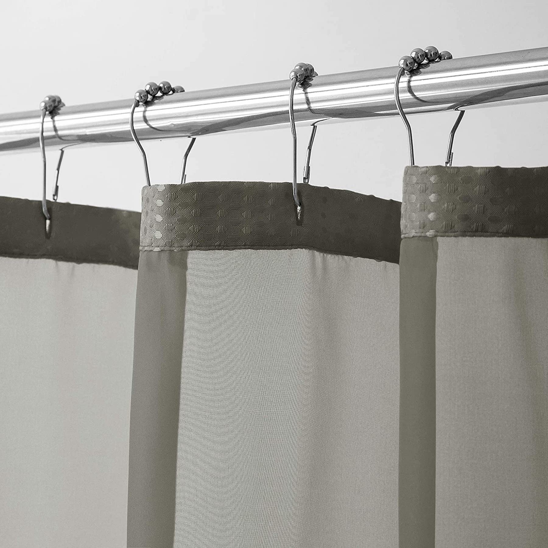 Dainty Home Complete 2 in 1 Waffle Weave Hotel Spa Style Fabric Shower Curtain Snap On/Off Waterproof Detachable Liner Set