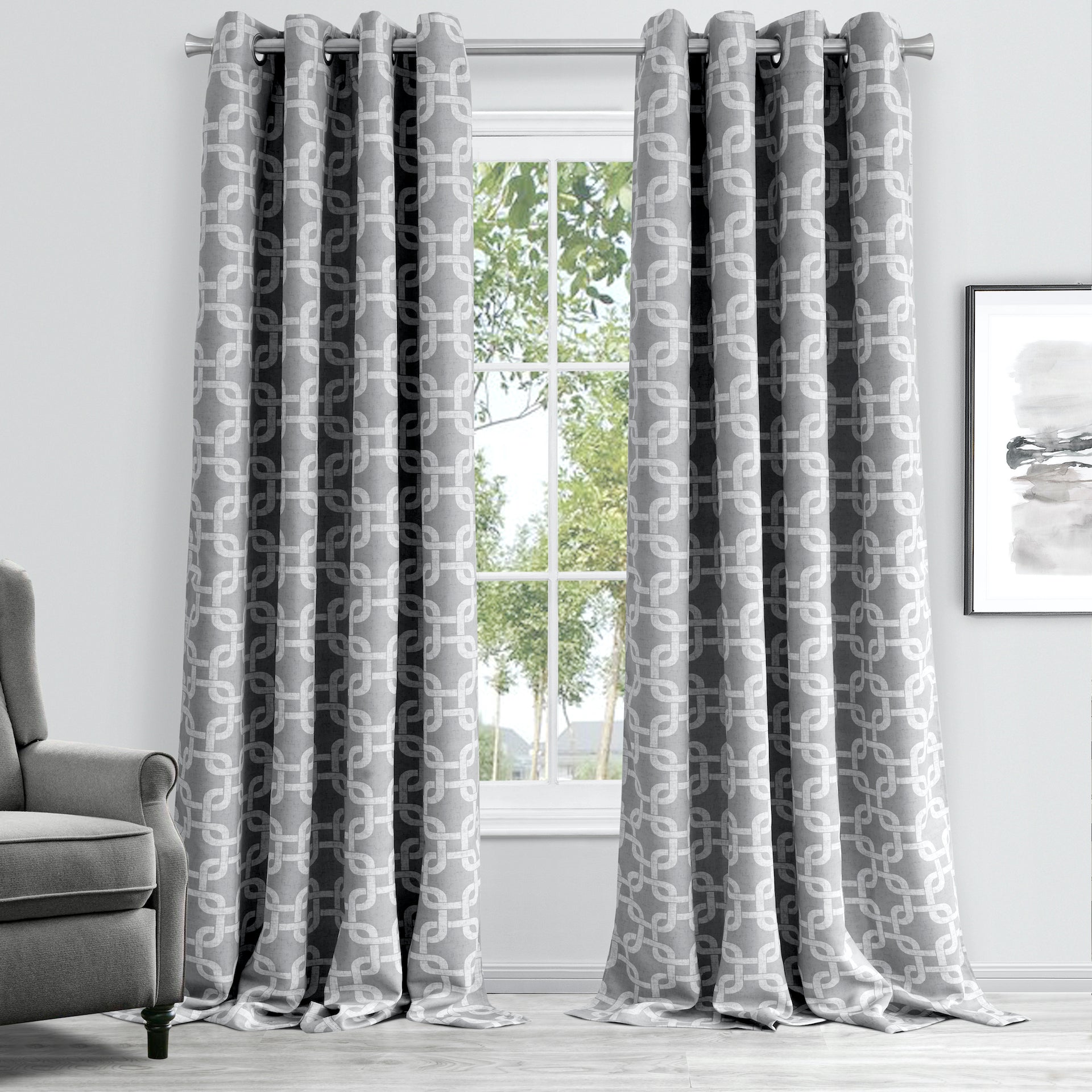 Dainty Home Interlock Printed 3D Designed Blackout Thermal Insulated Grommet Single Panel