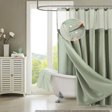 Load image into Gallery viewer, Dainty Home Complete 2 in 1 Waffle Weave Hotel Spa Style Fabric Shower Curtain Snap On/Off Waterproof Detachable Liner Set

