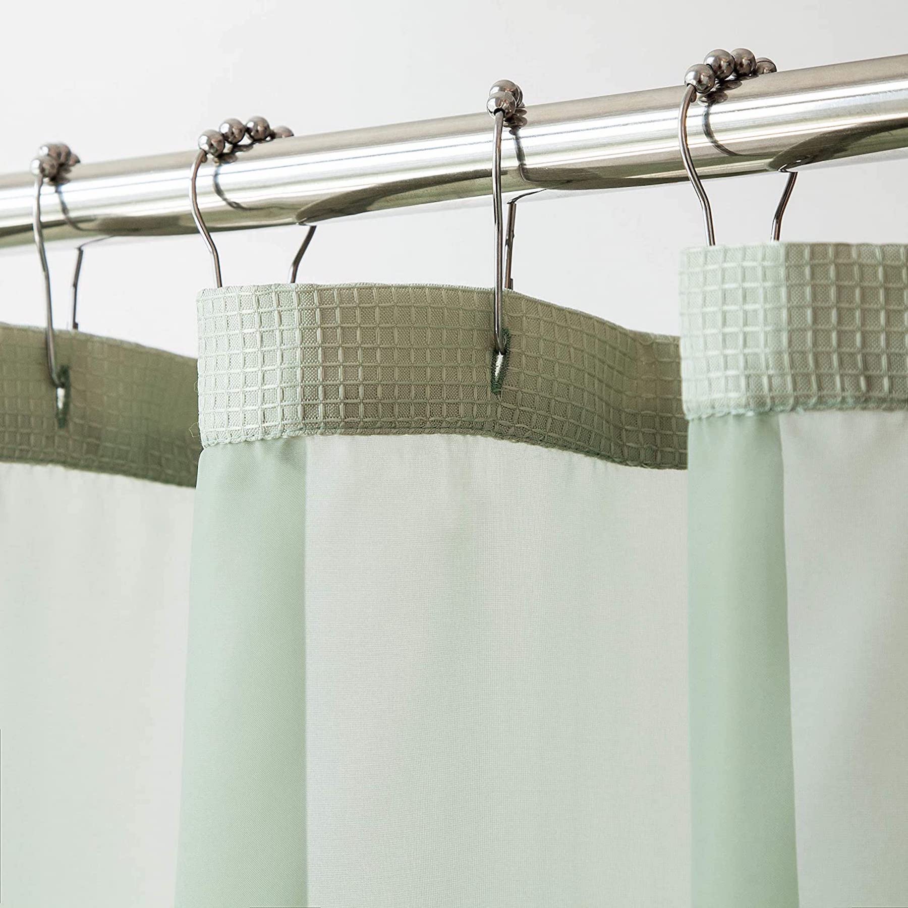 Dainty Home Complete 2 in 1 Waffle Weave Hotel Spa Style Fabric Shower Curtain Snap On/Off Waterproof Detachable Liner Set