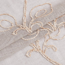 Load image into Gallery viewer, Dainty Home Stella Linen Look Boho Solid Fabric With 3D Floral Chenille Embroidery Light Filtering Grommet Panel Pair

