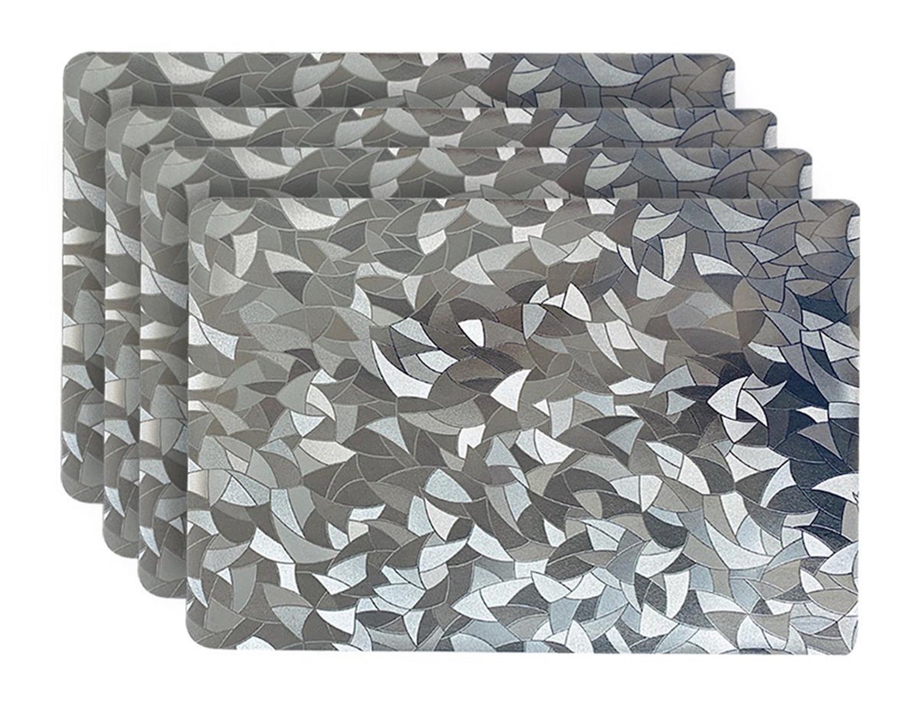 Dainty Home Metallic Leaf Vinyl Leaf Slash Look Textured Reversible 12" x 18" Rectangular Placemats