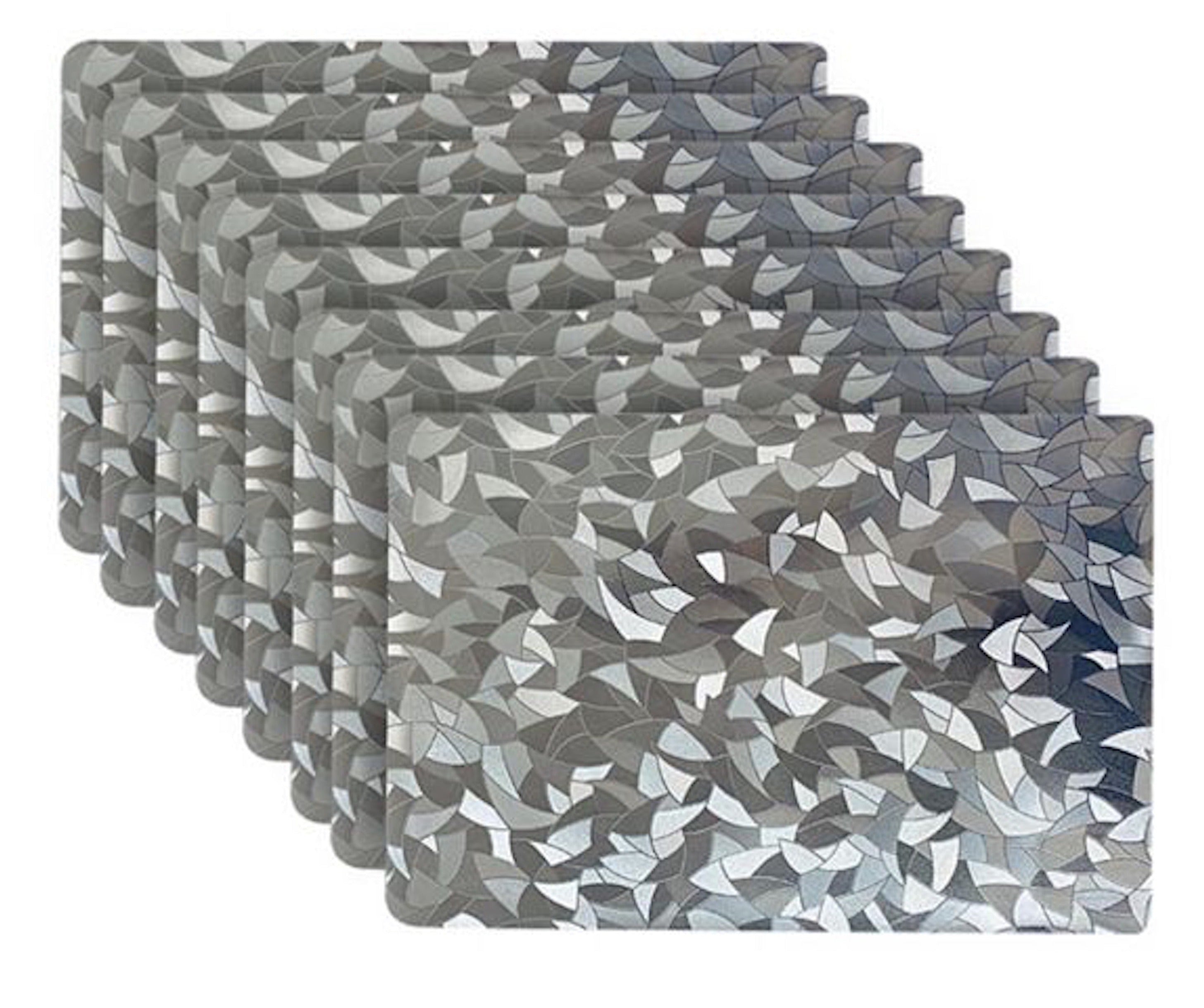 Dainty Home Metallic Leaf Vinyl Leaf Slash Look Textured Reversible 12" x 18" Rectangular Placemats