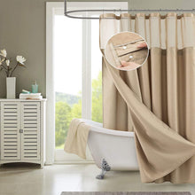 Load image into Gallery viewer, Dainty Home Complete 2 in 1 Waffle Weave Hotel Spa Style Fabric Shower Curtain Snap On/Off Waterproof Detachable Liner Set
