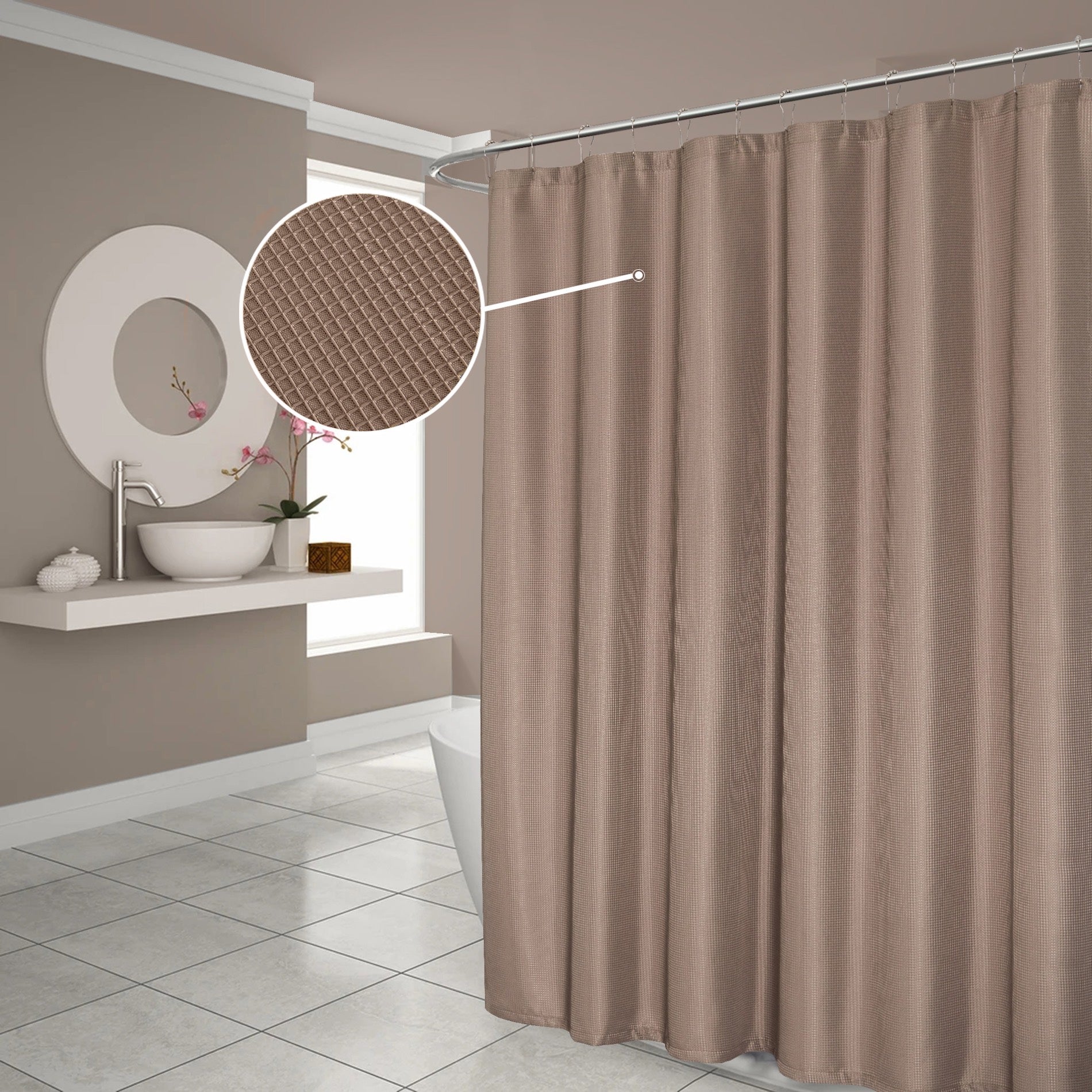 Dainty Home Hotel Collection Waffle Heavy Duty Fabric Waffle Weave Hotel Quality Shower Curtain