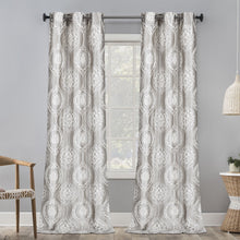 Load image into Gallery viewer, Dainty Home Monaco Luxurious Satin Feel 3D Tufted Medallion Jacquard Designed Room Darkening Grommet Panel Pair
