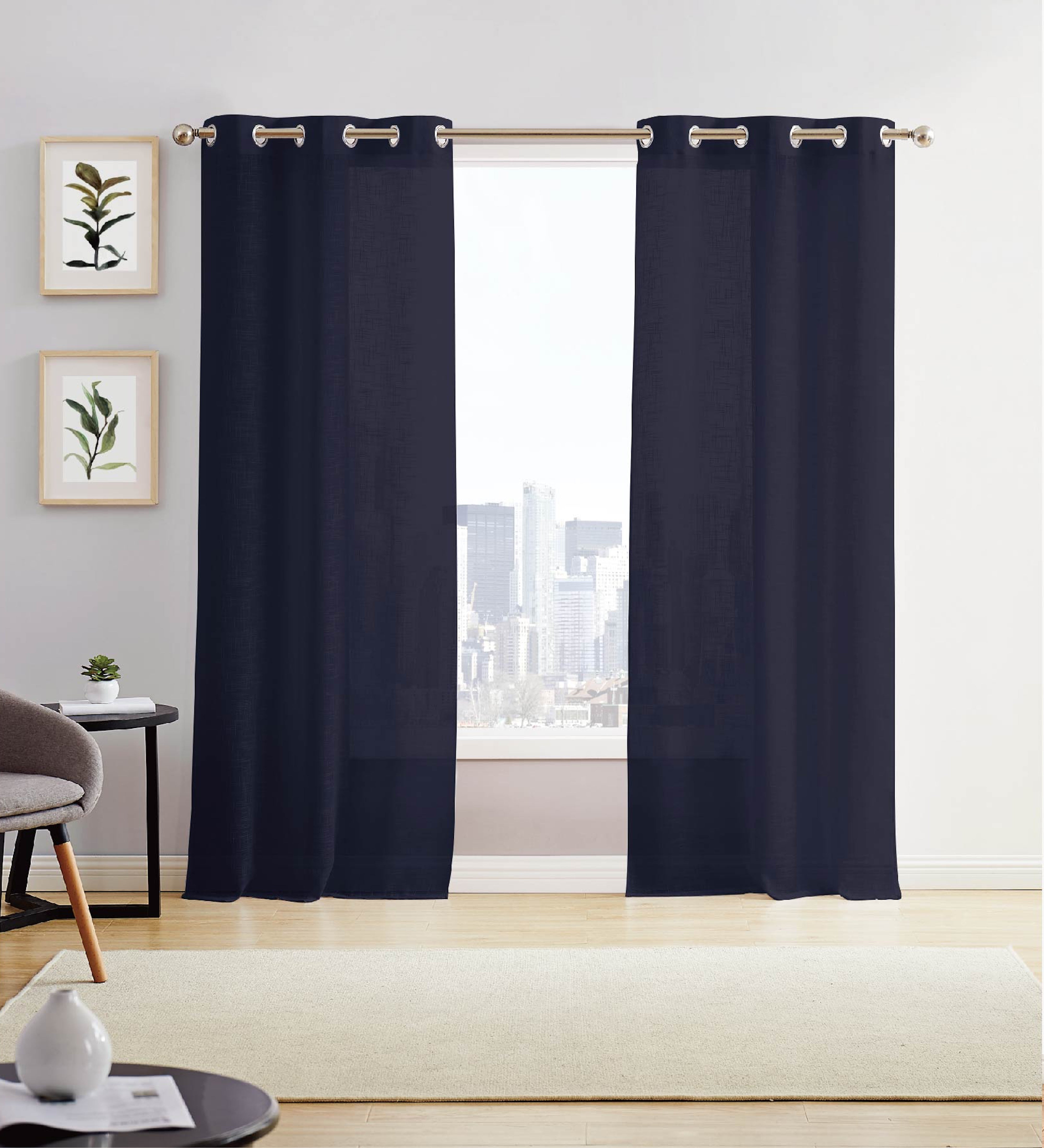 Dainty Home Hannah Solid Criss-Cross Weave Fabric Semi-Sheer Airy & Breathable Light Filtering Grommet Panel Pair