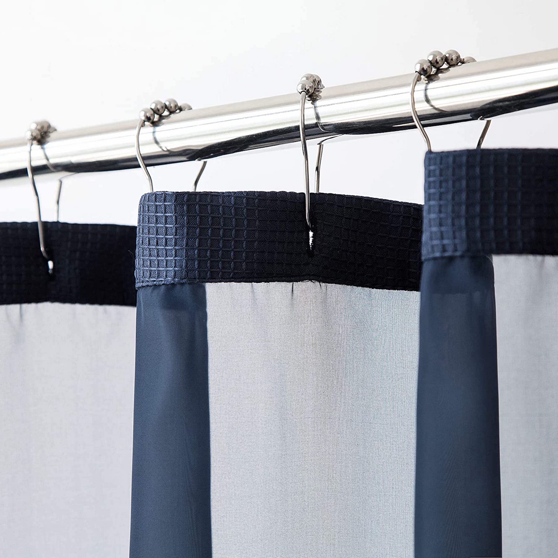 Dainty Home Complete 2 in 1 Waffle Weave Hotel Spa Style Fabric Shower Curtain Snap On/Off Waterproof Detachable Liner Set
