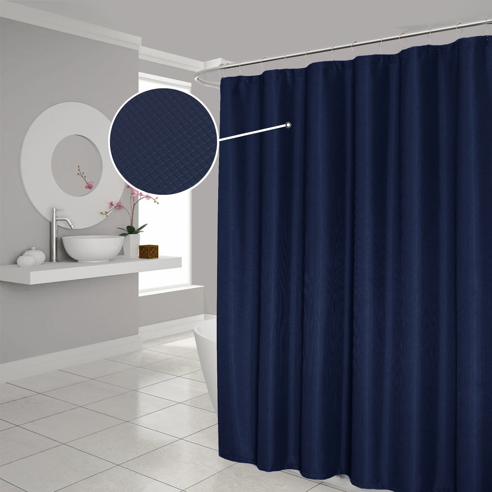 Dainty Home Hotel Collection Waffle Heavy Duty Fabric Waffle Weave Hotel Quality Shower Curtain