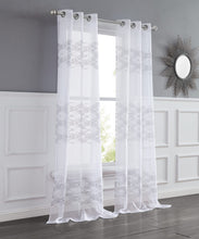 Load image into Gallery viewer, Dainty Home New Wave Boho 3D Wave Embroidered Striped Design Linen Look Light Filtering Grommet Panel Pair
