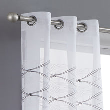 Load image into Gallery viewer, Dainty Home New Wave Boho 3D Wave Embroidered Striped Design Linen Look Light Filtering Grommet Panel Pair
