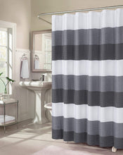 Load image into Gallery viewer, Dainty Home Ombre Waffle 3D Striped Waffle Weave Textured Ombre Stripe Designed Fabric Shower Curtain
