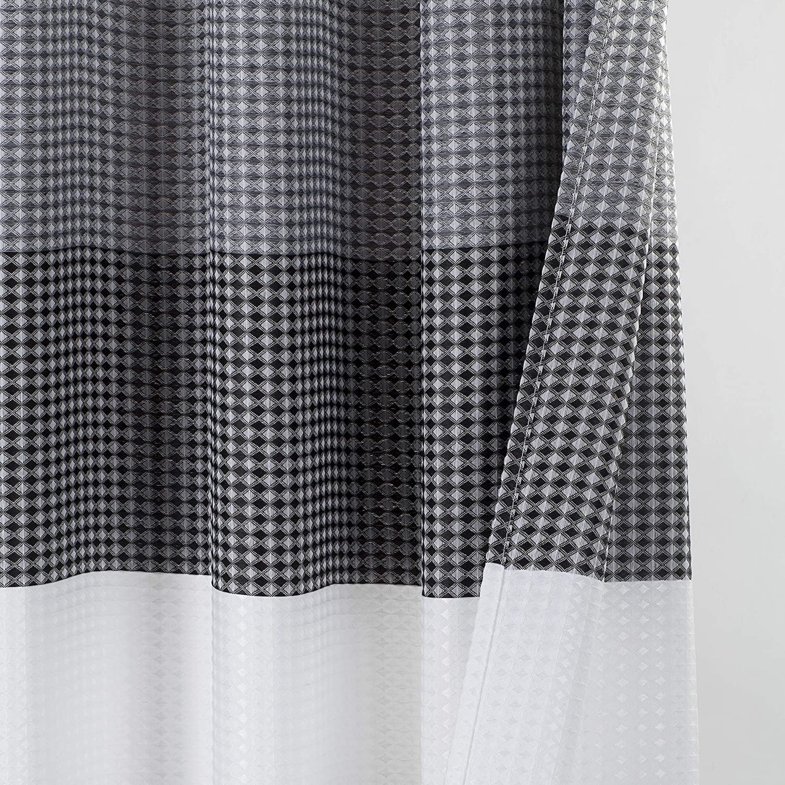 Dainty Home Ombre Waffle 3D Striped Waffle Weave Textured Ombre Stripe Designed Fabric Shower Curtain