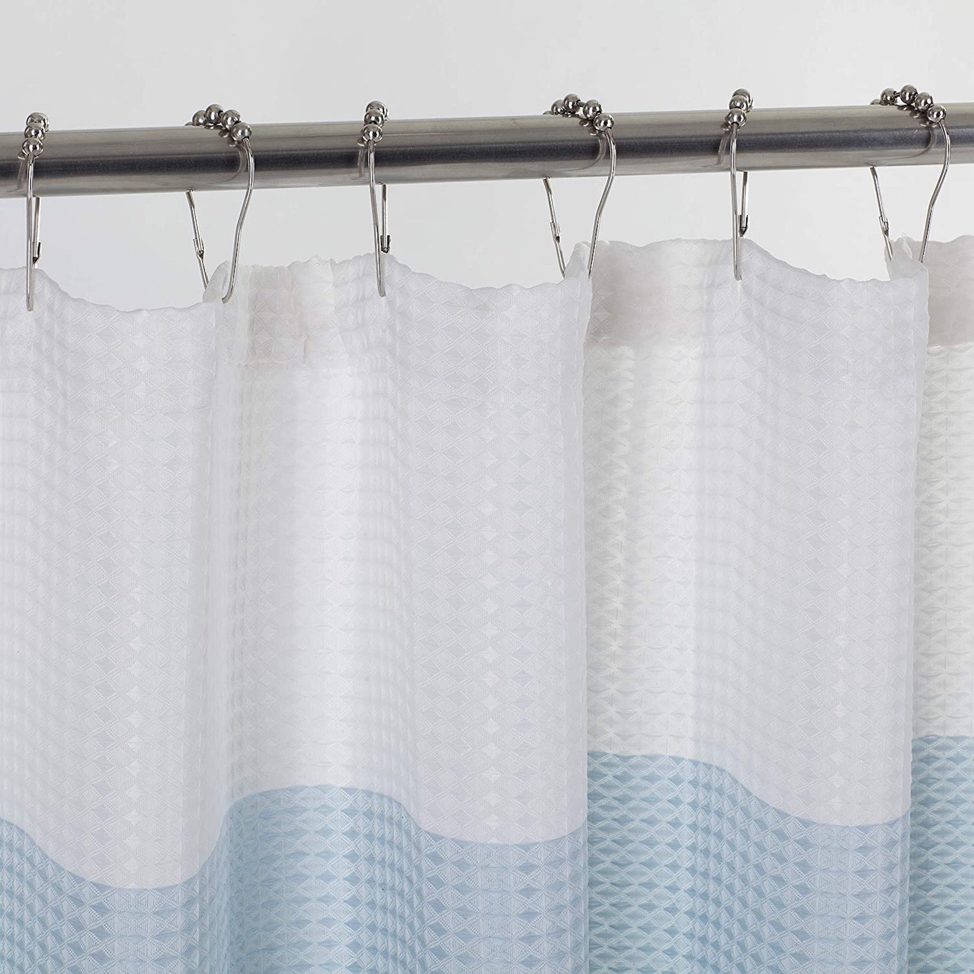 Dainty Home Ombre Waffle 3D Striped Waffle Weave Textured Ombre Stripe Designed Fabric Shower Curtain