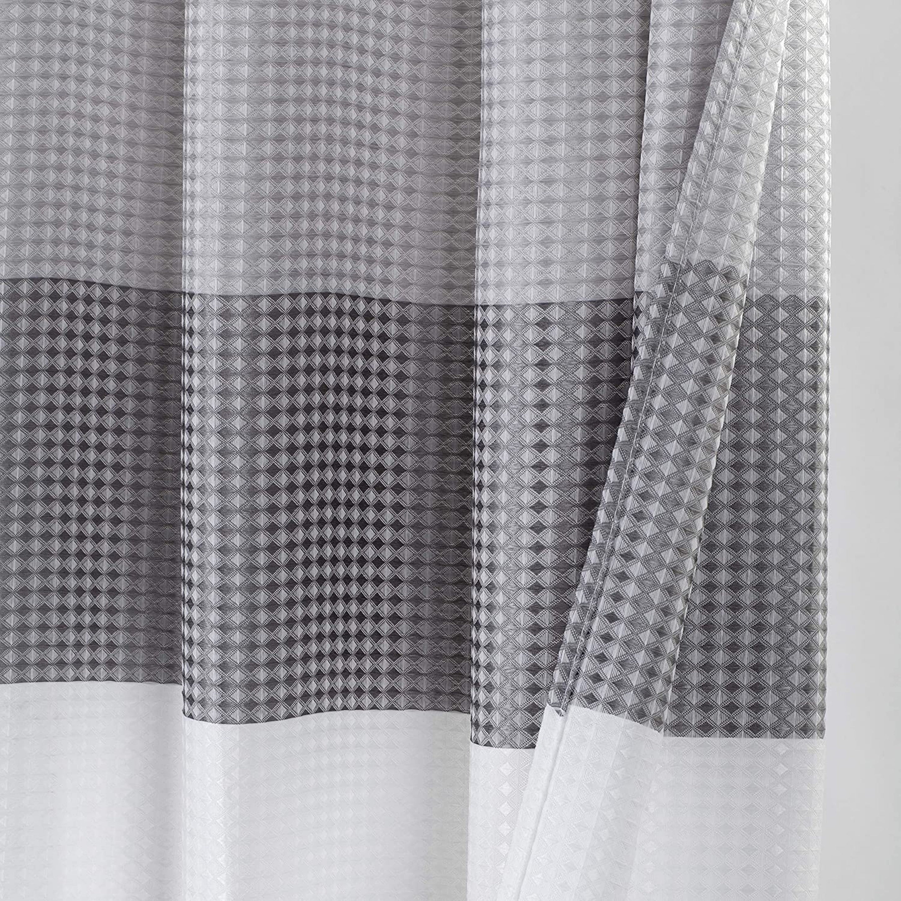 Dainty Home Ombre Waffle 3D Striped Waffle Weave Textured Ombre Stripe Designed Fabric Shower Curtain