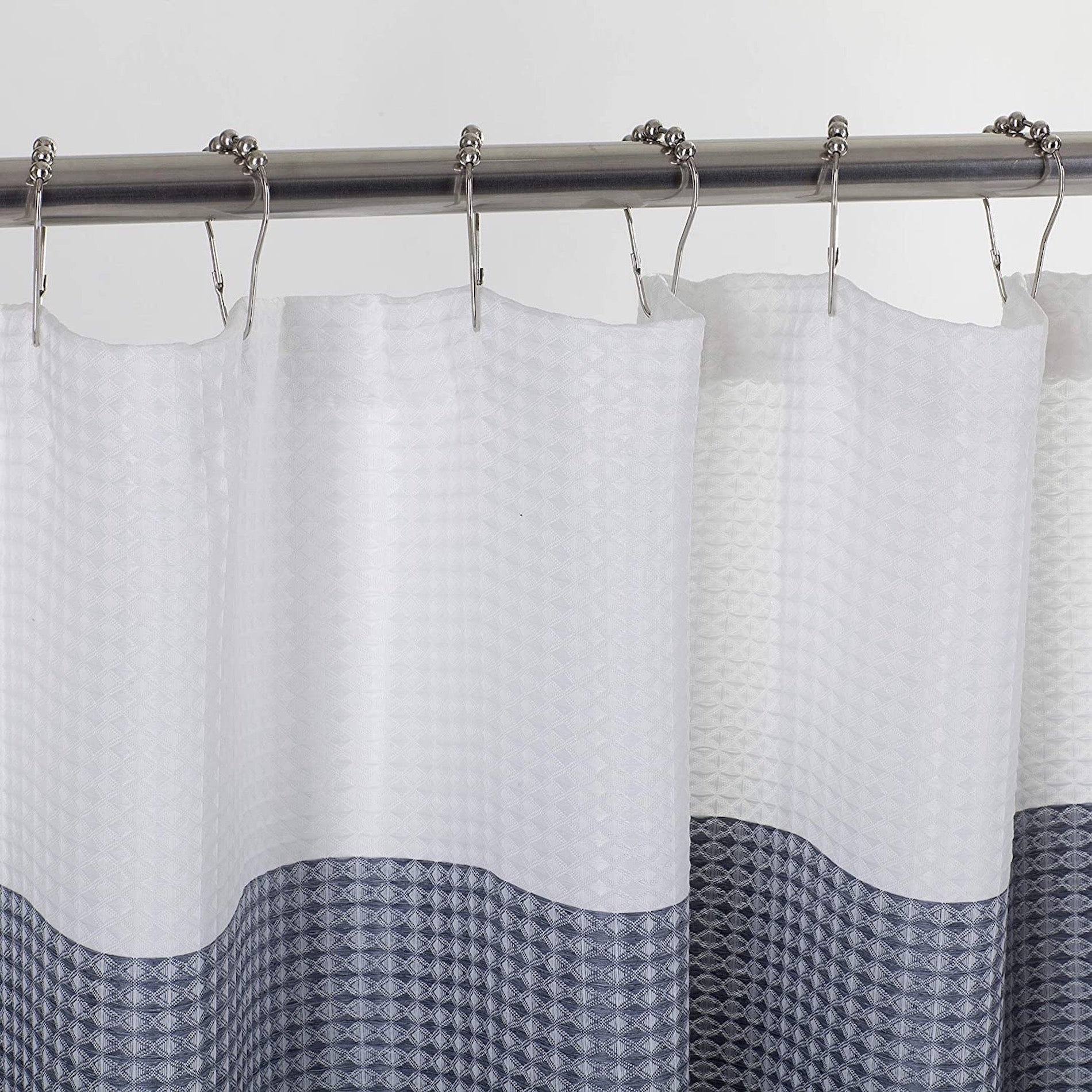 Dainty Home Ombre Waffle 3D Striped Waffle Weave Textured Ombre Stripe Designed Fabric Shower Curtain