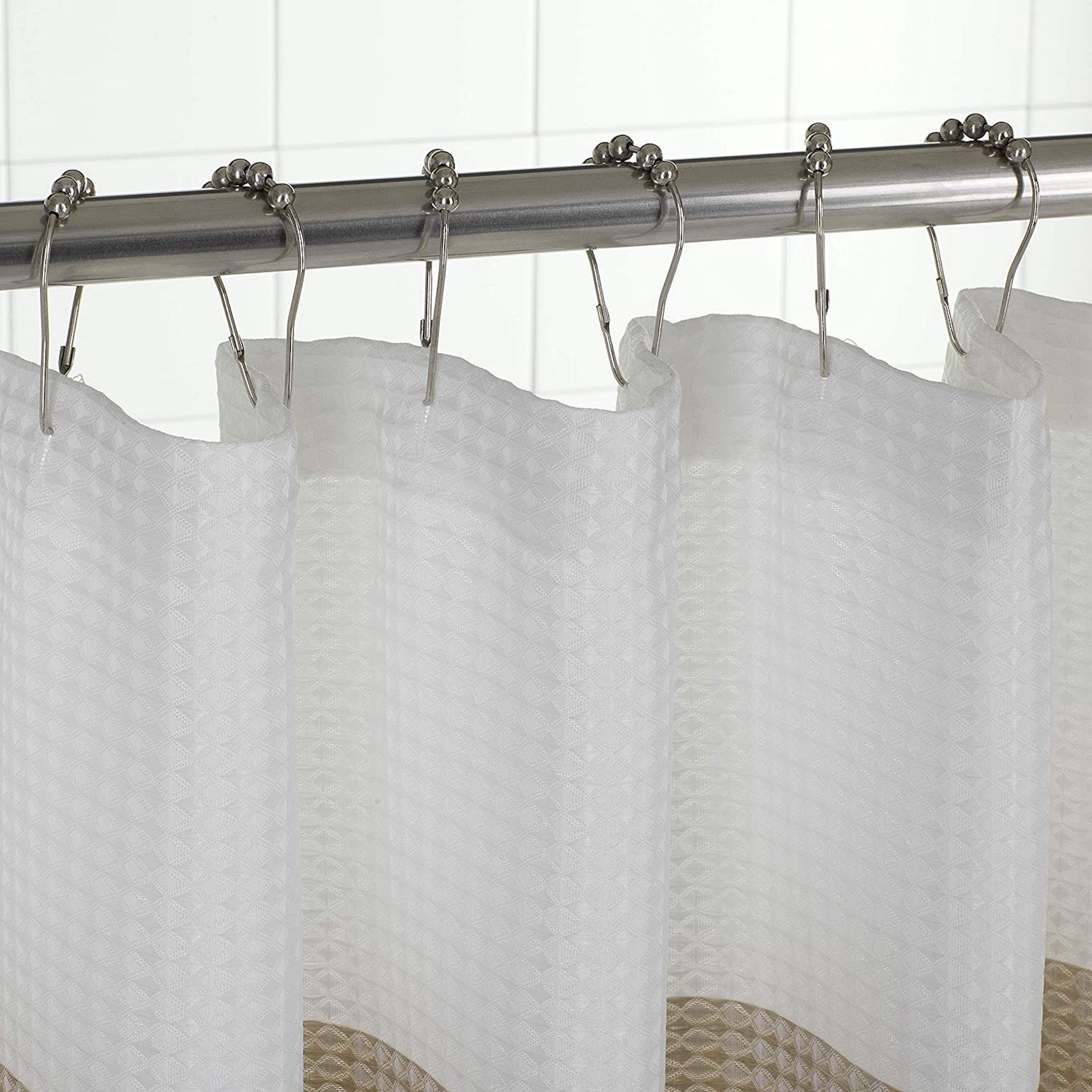 Dainty Home Ombre Waffle 3D Striped Waffle Weave Textured Ombre Stripe Designed Fabric Shower Curtain