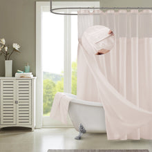 Load image into Gallery viewer, Dainty Home Complete 2 in 1 Waffle Weave Hotel Spa Style Fabric Shower Curtain Snap On/Off Waterproof Detachable Liner Set
