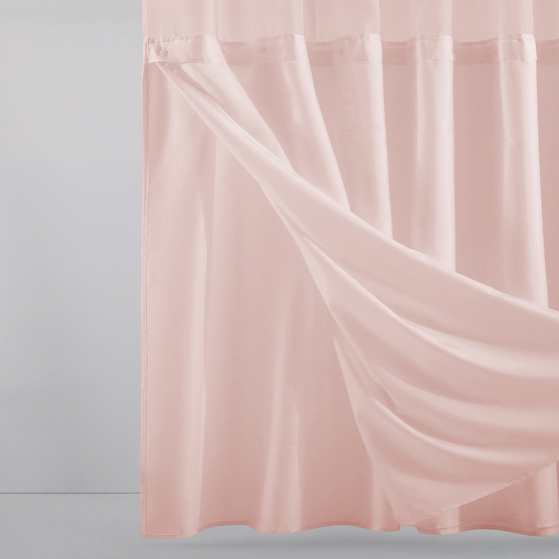 Dainty Home Complete 2 in 1 Waffle Weave Hotel Spa Style Fabric Shower Curtain Snap On/Off Waterproof Detachable Liner Set