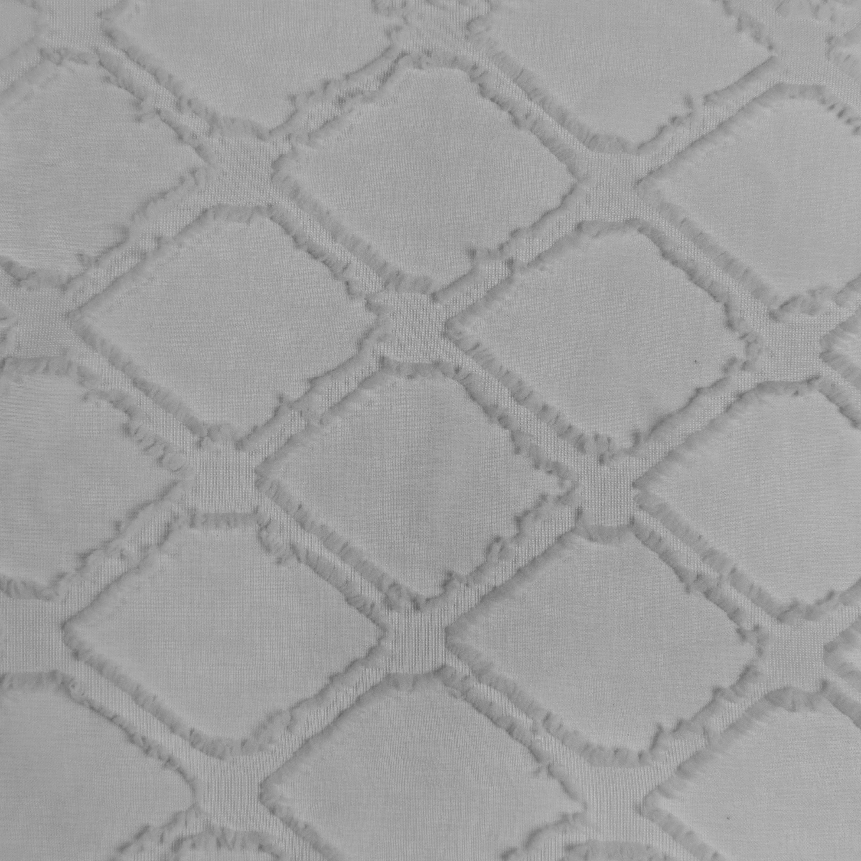 Dainty Home Aurora Modern 3D Chenille Embroidered Diamonds Linen-Look Shower Curtain