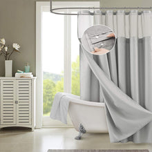 Load image into Gallery viewer, Dainty Home Complete 2 in 1 Waffle Weave Hotel Spa Style Fabric Shower Curtain Snap On/Off Waterproof Detachable Liner Set
