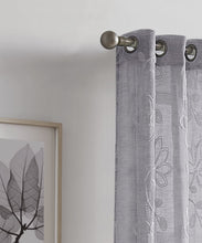 Load image into Gallery viewer, Dainty Home Rita Linen Look Boho Solid Fabric With 3D Floral Chenille Embroidery Light Filtering Grommet Panel Pair
