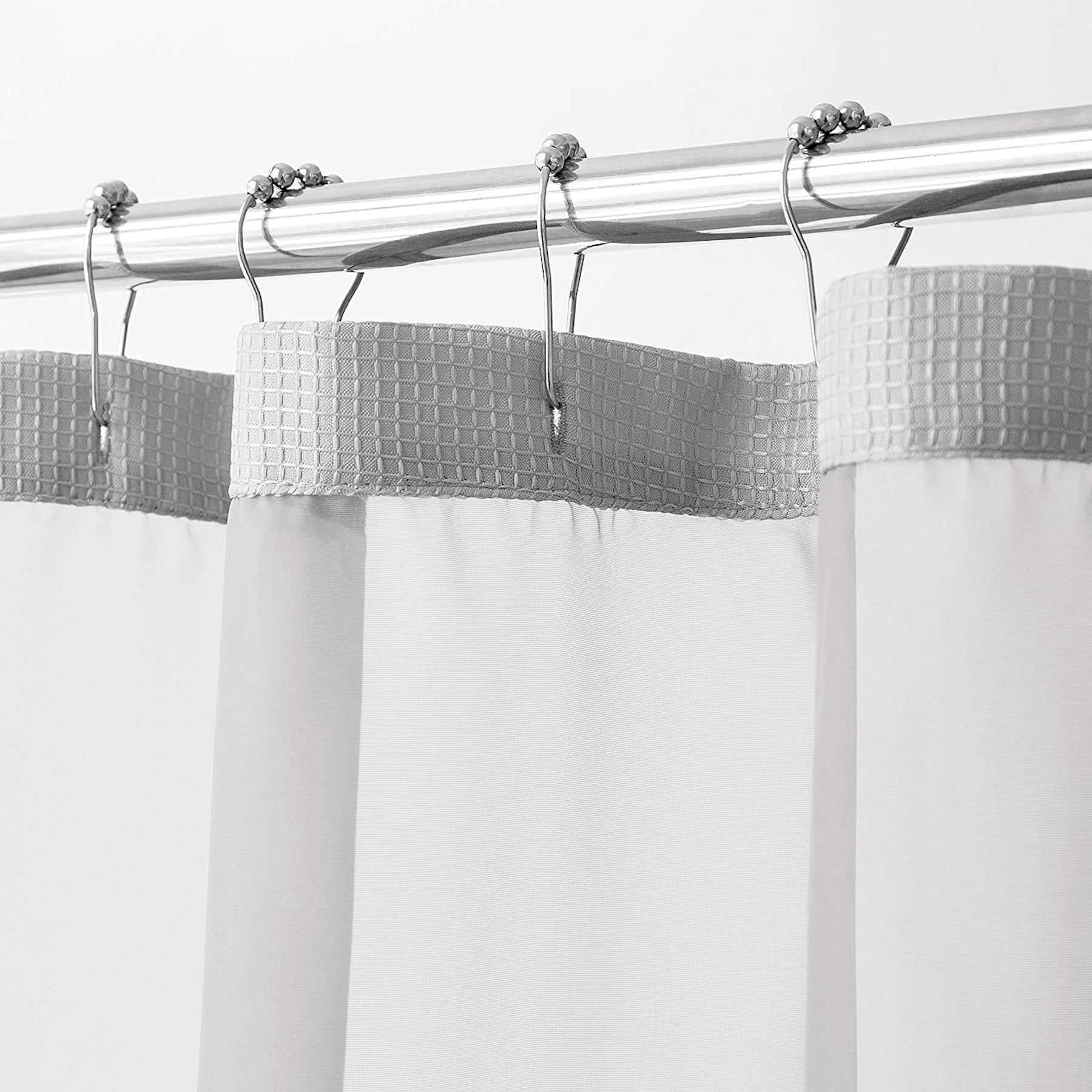 Dainty Home Complete 2 in 1 Waffle Weave Hotel Spa Style Fabric Shower Curtain Snap On/Off Waterproof Detachable Liner Set