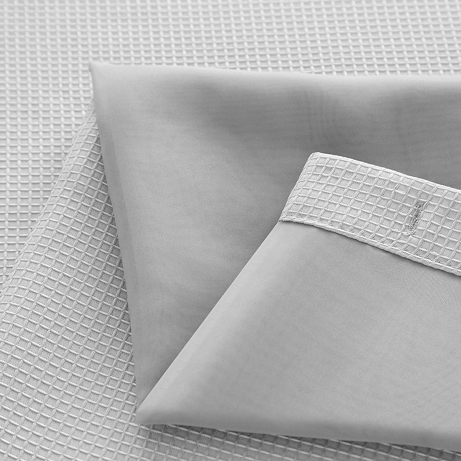 Dainty Home Complete 2 in 1 Waffle Weave Hotel Spa Style Fabric Shower Curtain Snap On/Off Waterproof Detachable Liner Set