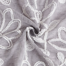Load image into Gallery viewer, Dainty Home Rita Linen Look Boho Solid Fabric With 3D Floral Chenille Embroidery Light Filtering Grommet Panel Pair
