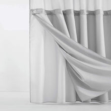 Load image into Gallery viewer, Dainty Home Complete 2 in 1 Waffle Weave Hotel Spa Style Fabric Shower Curtain Snap On/Off Waterproof Detachable Liner Set
