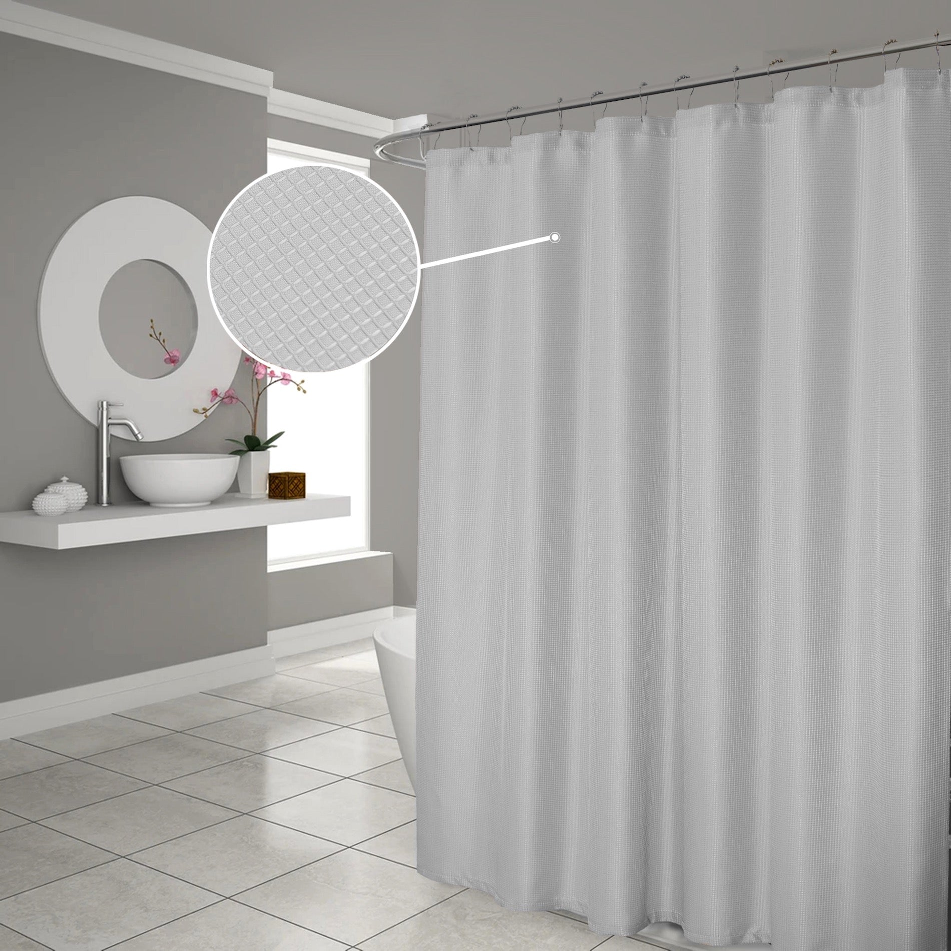 Dainty Home Hotel Collection Waffle Heavy Duty Fabric Waffle Weave Hotel Quality Shower Curtain