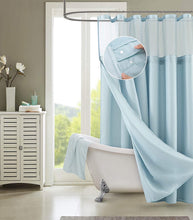 Load image into Gallery viewer, Dainty Home Complete 2 in 1 Waffle Weave Hotel Spa Style Fabric Shower Curtain Snap On/Off Waterproof Detachable Liner Set
