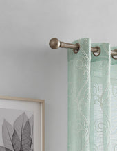Load image into Gallery viewer, Dainty Home Stella Linen Look Boho Solid Fabric With 3D Floral Chenille Embroidery Light Filtering Grommet Panel Pair
