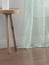 Load image into Gallery viewer, Dainty Home Stella Linen Look Boho Solid Fabric With 3D Floral Chenille Embroidery Light Filtering Grommet Panel Pair
