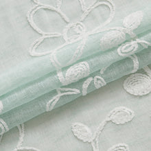 Load image into Gallery viewer, Dainty Home Rita Linen Look Boho Solid Fabric With 3D Floral Chenille Embroidery Light Filtering Grommet Panel Pair
