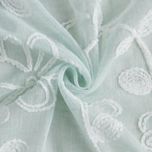 Load image into Gallery viewer, Dainty Home Rita Linen Look Boho Solid Fabric With 3D Floral Chenille Embroidery Light Filtering Grommet Panel Pair
