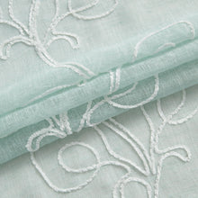 Load image into Gallery viewer, Dainty Home Stella Linen Look Boho Solid Fabric With 3D Floral Chenille Embroidery Light Filtering Grommet Panel Pair
