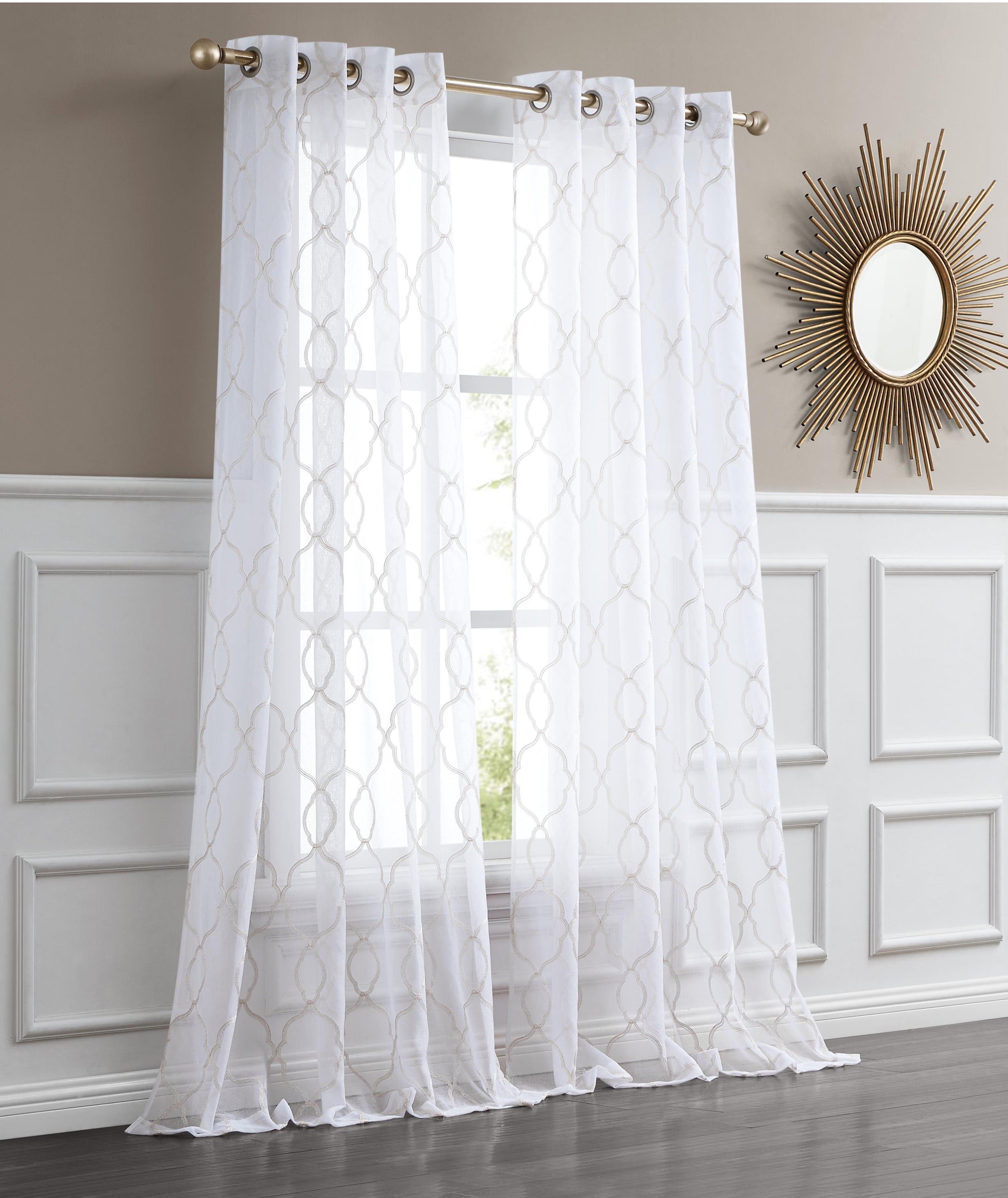 Dainty Home Springfield Contemporary 3D Lurex Embroidered Textured Sheer Grommet Single Panel