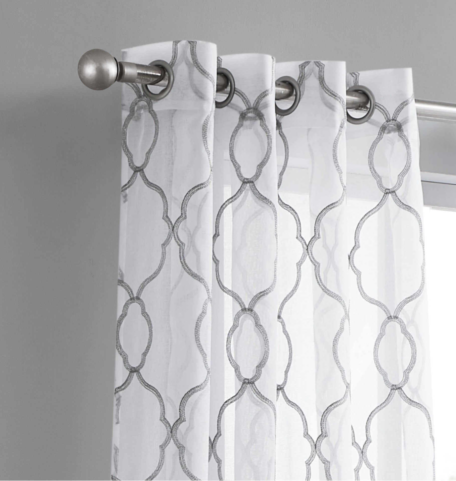 Dainty Home Springfield Contemporary 3D Lurex Embroidered Textured Sheer Grommet Single Panel